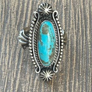 M & R Calladitto Navajo Sterling Silver and Royston Turquoise Ring 9